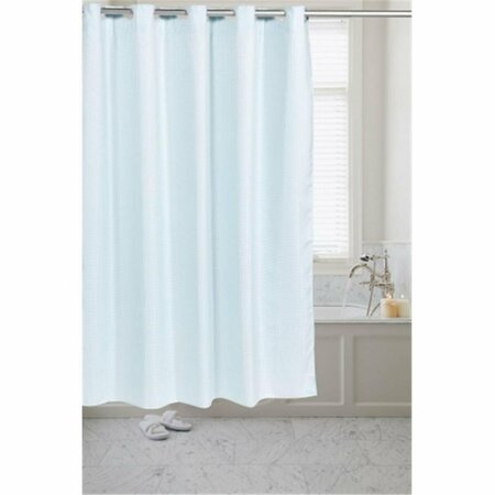 LIVINGQUARTERS SCPRE-WAF-49 Pre Hooked Waffle Weave Fabric Shower Curtain, Spa Blue LI11062
